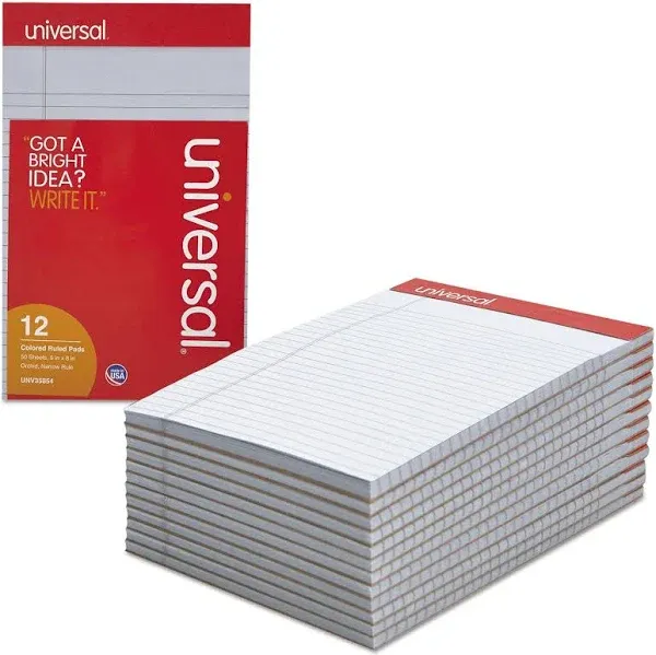 Universal Colored Perforated Ruled Writing Pads Narrow Rule