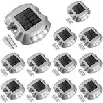 VOLISUN Solar Deck Lights Driveway Dock Lights, 12-Pack LED IP67 Waterproof Outdoor Warning Step Lights for Driveway Sidewalk Garden Pathway Yard(Whit