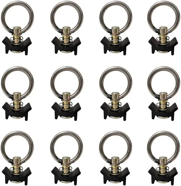 12 Pack Black L Track Single Stud Fitting with Round Ring L Track Rail is Not