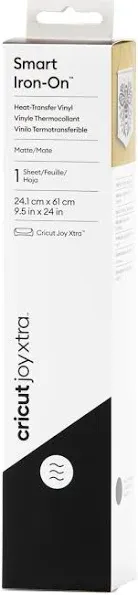 Cricut Joy Xtra Vinyl Iron On Smart Vinyl for Shirts, Apparel, Backpack & Décor, Quick Matless Cutting, Apply on All Surfaces, Outlast 50+ Washes, Measuring 9.5 in x 24 in, Silver