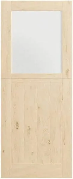 80 in. Finished Interior Dutch Door Half Frosted Glass Split Single Door Slab with Natural Pine Wood