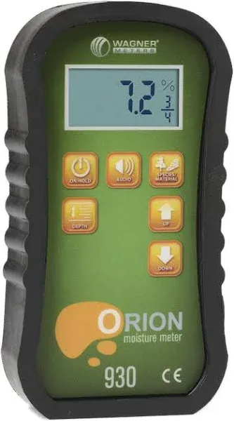 Orion® 930 Pinless Wood Moisture Meter by Wagner Meters I Accurate, Non-Damaging, Dual Depth Lumber Moisture Measurement, On-site Calibration (Standard Calibrator)