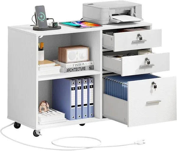 Lateral Filing Cabinet with Charging Station