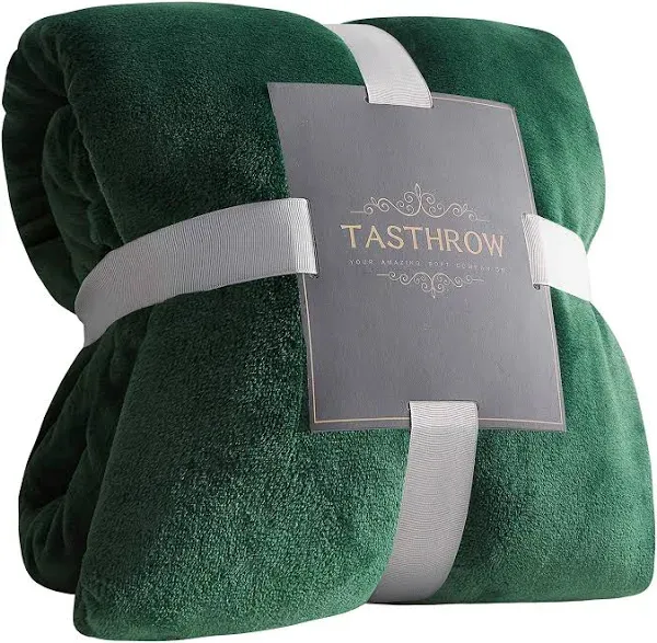 TASTHROW Large Flannel Fleece Throw Blanket, 50×70 Inch - Cozy Lightweight Thick Blanket - All Seasons Suitable for Women, Men and Kids (Dark Green)