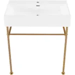 Swiss Madison Claire 30 Ceramic Console Sink White Basin, Brushed Gold