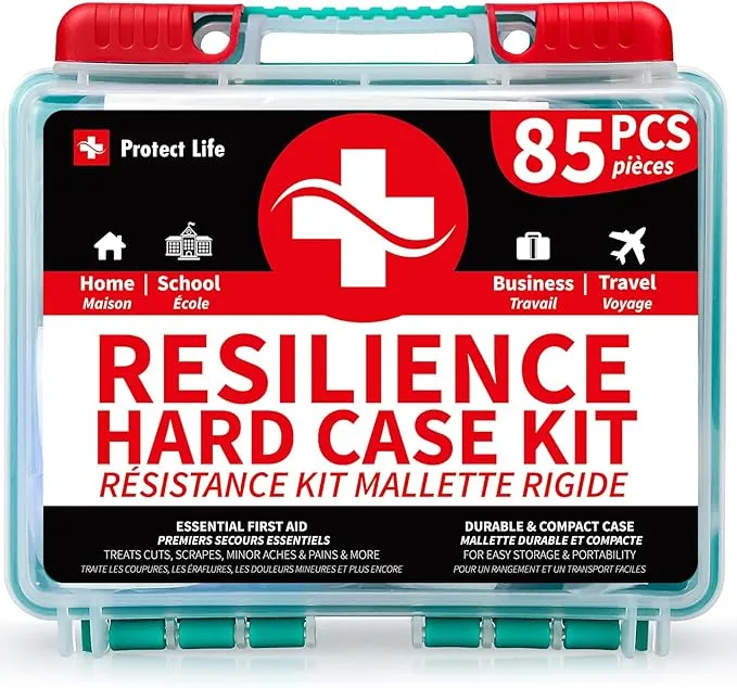 Protect Life Hard Case Business First Aid Kit, Emergency First Aid Kit for Office Setting, Impact-Resistant Medical Kit Supplies, First Aid Kits for Businesses, School & Commercial Use - 85 Pieces