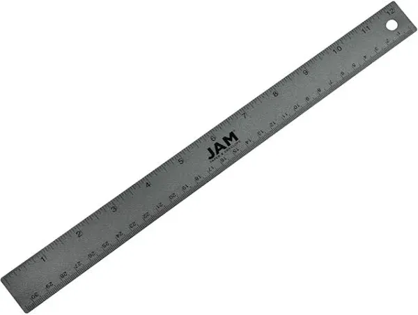 JAM PAPER Strong Aluminum Ruler - 12 Inch - Metal Ruler with Non-Skid Cork Backing - Lime Green - Sold Individually