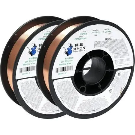 Blue Demon ER70S6 X .035 X 11 LB X 2 Pack MIG/GMAW Carbon Steel Welding Wire, All Position, Low Spatter, Formulated to Provide Porosity-Free, X-Ray Quality Welds