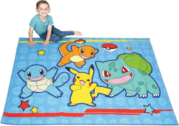 Franco Kids Room Non Slip Area Rug, 69 in x 52 in, Pokemon