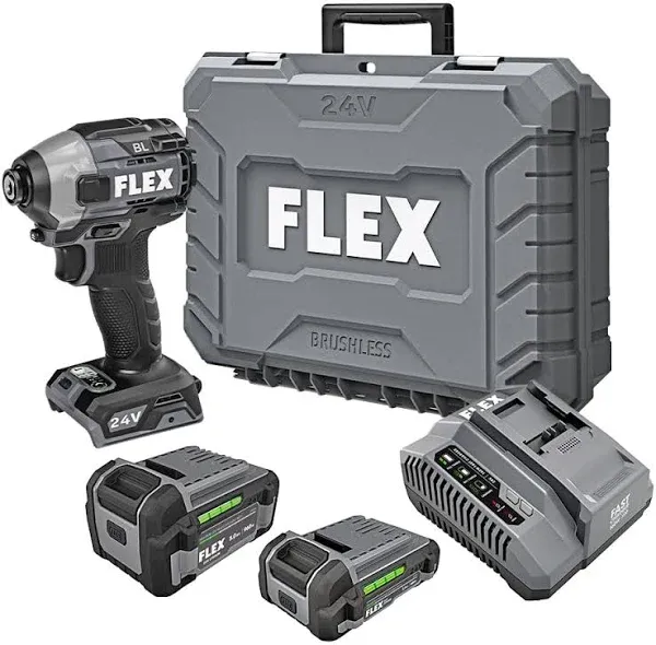 Flex FX1371A-2B 24V 1/4&#034; Quick Eject Hex Impact Driver Multi-Mode Kit - Sealed