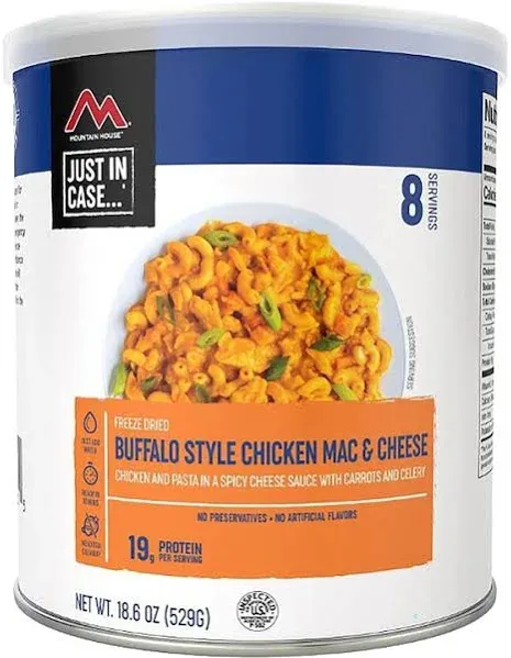 Mountain House Buffalo Style Chicken Mac & Cheese #10 Can | Freeze-Dried Survival & Emergency Food | 8 Servings