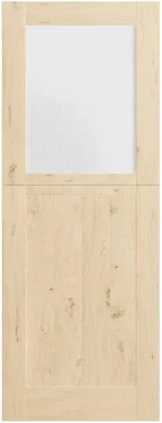 Interior Dutch Door, 32" x 80", Half Frosted Glass Split Single Door Slab, Modern Style Farmhouse Closet Door, Natural Pine Wood(Not Include Door Hinges)