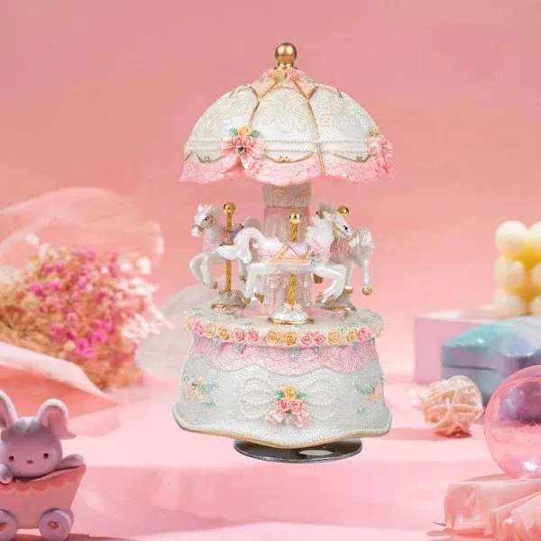 Carousel Music Box for Girls Kids with Color Change Led Umbrella Carousel