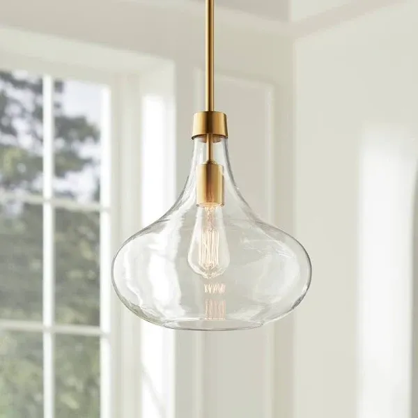 Possini Euro Design Asni Brass Mini Pendant Light 11" Wide Modern Clear Art Glass for Dining Room House Foyer Kitchen Island Entryway Bedroom Home