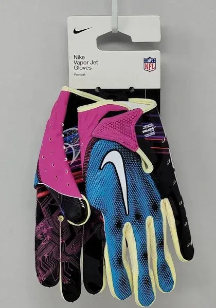 Nike Vapor Jet Football Gloves 7.0 Men&#039;s Small Black/White/Pi<wbr/>nk