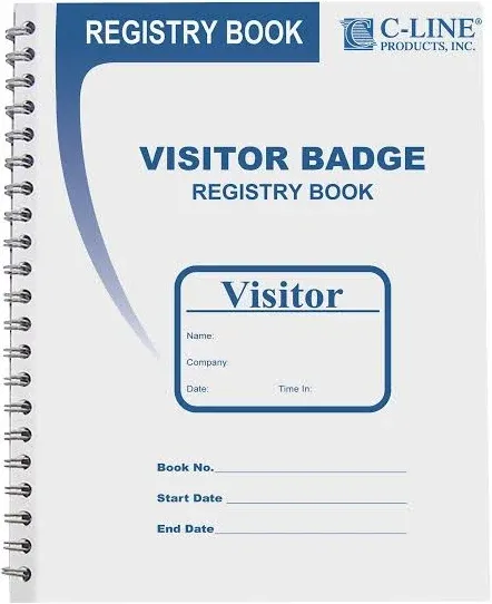 C-Line Visitor Badges with Registry Log, 150 Badges per Book, 1 Registry (97030)