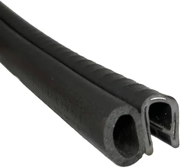 Trim-Lok3100B3X1/4C-25 Trim Seal with Top Bulb – Fits 1/4” Edge, 3/8” Bulb Seal Diameter, 25’ Length – PVC Plastic Trim with EPDM Rubber Seal, Easy to Install for Cars, Boats, RVs, Trucks, and Home Applications, Black