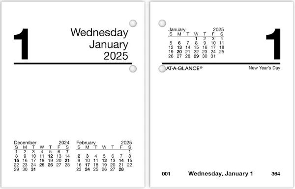 AT-A-GLANCE Daily Loose-Leaf Desk Calendar Refill