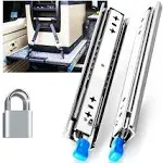 YENUO Heavy Duty Locking Drawer Slides Full Extension Runners with Lock 12 14 16 18 20 22 24 26 28 30 32 34 36 38 40 inch Side Mount Ball Bearing