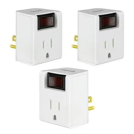 DEWENWILS 3Pack Grounded Port Power Adapter 3Prong Electrical Plug Outlet Switch