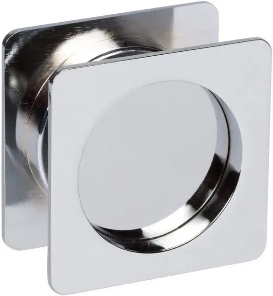 Delaney Hardware 370006 Contemporary Entry Square Pocket Lock Polished Chrome, Silver Pocket Door Lock with Key, Pocket Door Lock with Key, Sliding Door Lock