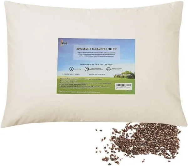 Organic Buckwheat Pillow for Sleeping - /Travel Size 11&#039;&#039;x16&#039;&#039;, Adjustable Lo...