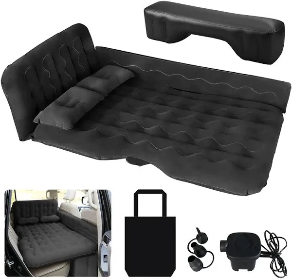 Inflatable Car Air Mattress Car Air Mattress SUV Air Mattress Car Mattress Back Seat Inflatable Bed Portable Foldable Car Air Bed SUV Sleeping Pad Car Bed Mattress Inflatable Car Mattress -BLACK(02)