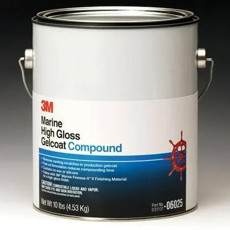 3M Marine High Gloss Gelcoat Compound, 06025, 10 lb, White