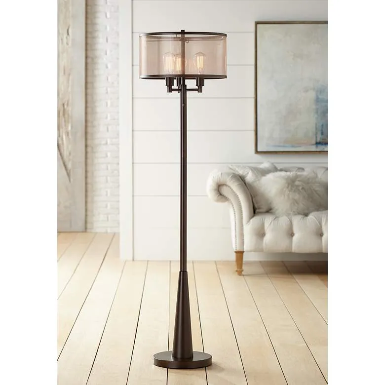 Franklin Iron Works Durango 62" Bronze Floor Lamp with Edison Bulbs