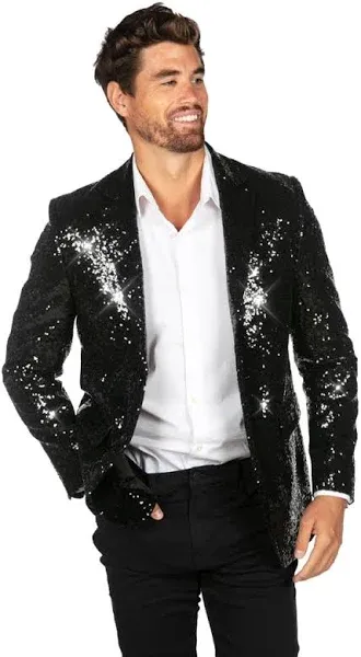 NWT  Luxury Statement Black Sequin Blazer Size 42 