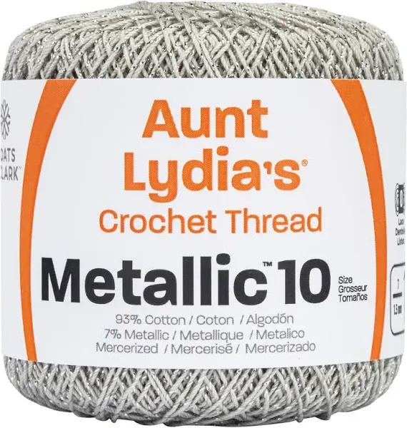 Aunt Lydia's Metallic Crochet Thread Size 10 Silver & Silver