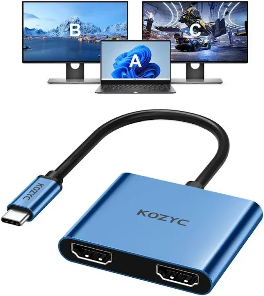 USB C to Dual HDMI Adapter 4K@60hz Type C to HDMI Splitter Extended Display for MacBook/MacBook Pro Air Dell XPS13/15