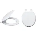 EZ-FLO White Plastic Toilet Seat with Lid, Elongated, 65903