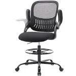 Smug Drafting Chair Tall Office Chair, Tall Standing Desk Chair Counter Height Tall Adjustable Office Chair with Flip-Up Arms, Black