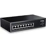 8 Port Gigabit PoE Switch,AUMOX PRO SG308P 8 Port Gigabit Ethernet Unmanaged PoE Switch 120W, Plug and Play,Sturdy Metal Fanless Network Switch 802.3af/at Compliant,Desktop or Wall Mount