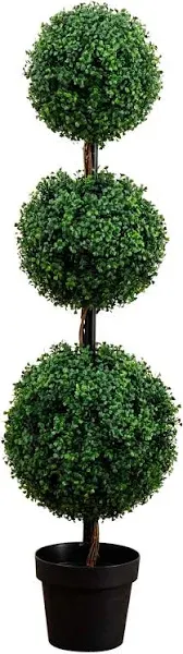 Nearly Natural 5ft. Artificial Triple Ball Boxwood Topiary Tree (Indoor/Outdoor)