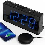 OnLyee Loud Alarm Clock for Heavy Sleepers, Vibrating Alarm Clock with Bed Shaker for Deaf and Hard of Hearing,7.5'' Large Display, Dual Alarm Clock