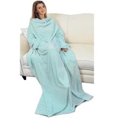 Catalonia Wearable Blanket with Sleeves and Pocket Cozy Soft Fleece Mink Micro Plush Wrap Throws Blanket Robe for Women and Men