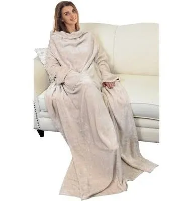 Catalonia Wearable Blanket with Sleeves and Pocket Cozy Soft Fleece Mink Micro Plush Wrap Throws Blanket Robe for Women and Men