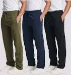 Real Essentials 3 Pack: Men's Tech Fleece Athletic Casual Open Bottom Sweatpants with Pockets (Available in Big & Tall)