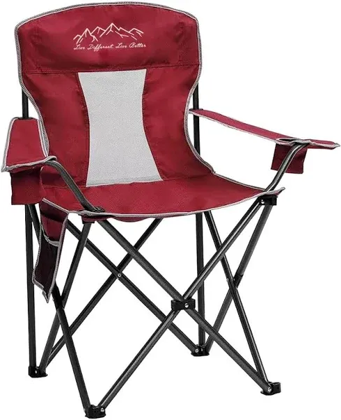 SAILARY Mesh Folding Camping Chairs Oversized Portable Outdoor Chairs Weight Capacity 325 lbs with Cup Holder