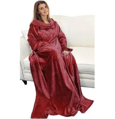 Catalonia Wearable Blanket with Sleeves and Pocket Cozy Soft Fleece Mink Micro Plush Wrap Throws Blanket Robe for Women and Men