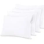 NTBAY 4 Pack Zippered Waterproof Queen Pillow Protectors, Super Soft Quiet Zip Pillow Protectors, 20x30 Inches Jersey Pure White