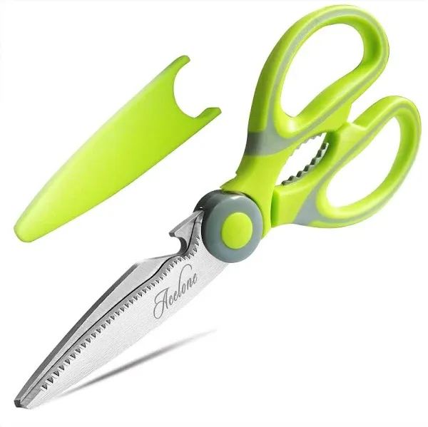 Kitchen Shears, Acelone Premium Heavy Duty Shears Ultra Sharp Stainless Steel Multi-function Kitchen Scissors for Chicken/Poultry/Fish/Meat/Vegetables/Herbs/BBQ… (Light Green)