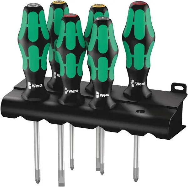 Wera 335/350/355/6 Screwdriver set Kraftform Plus Lasertip and rack, 6 pieces