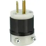 15-Amp 125-Volt Hospital Grade Straight Blade Plug, Black/White - Leviton 8215-C