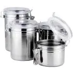 Foraineam 4-Piece Stainless Steel Airtight Canister Set with Clear Arylic Lid and Locking Clamp Food Storage Container Flour