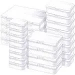 Mauproy 24 Pack Mixed Sizes Small Plastic Storage Containers, Mini Rectangular Small Items Organizer Boxes with Hinged Lids and Labels for Craft