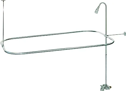 EZ-FLO 27 x 42 Inch Bathcock Type Portable Aluminum Add On Shower Unit with Shower Rod Frame, Chrome Plated, 11123