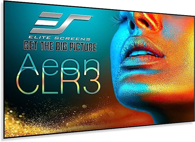 Elite Screens 123 inch UST ALR Projector Screen 16:9 4K 90% Ceiling Ambient Light Rejecting Edge Free Fixed Frame Grey Projector Screen Indoor Movie Screen Home Theater - Aeon CLR 3 AR123H-CLR3